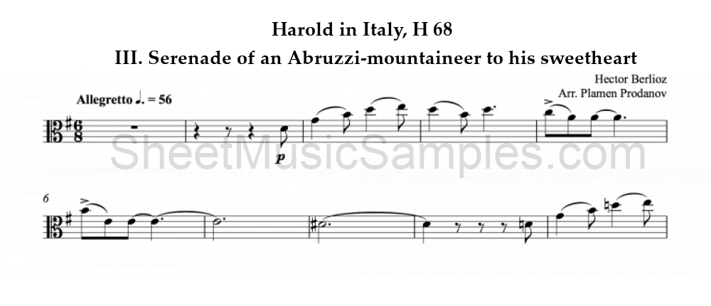 Harold in Italy, H 68 - III. Serenade of an Abruzzi-mountaineer to his sweetheart