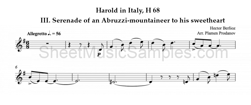 Harold in Italy, H 68 - III. Serenade of an Abruzzi-mountaineer to his sweetheart