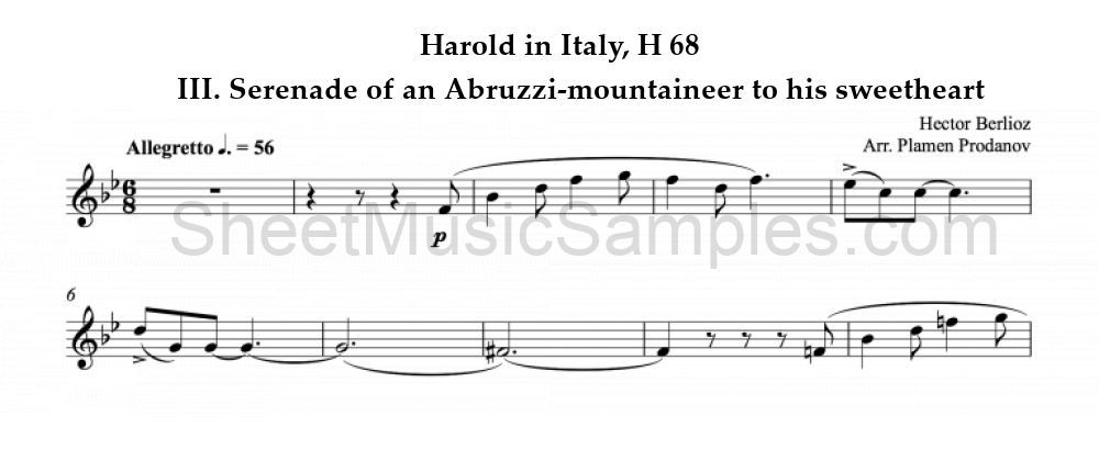 Harold in Italy, H 68 - III. Serenade of an Abruzzi-mountaineer to his sweetheart