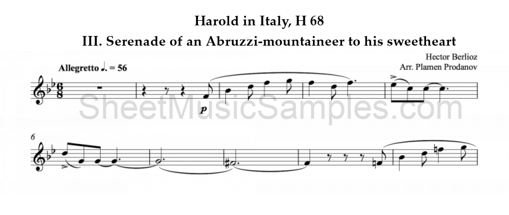 Harold in Italy, H 68 - III. Serenade of an Abruzzi-mountaineer to his sweetheart