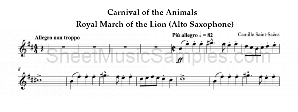 Carnival of the Animals - Royal March of the Lion (Alto Saxophone)