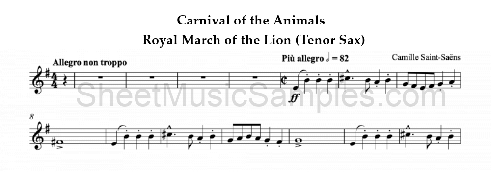 Carnival of the Animals - Royal March of the Lion (Tenor Sax)