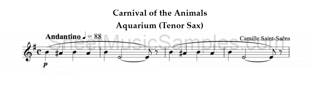 Carnival of the Animals - Aquarium (Tenor Sax)