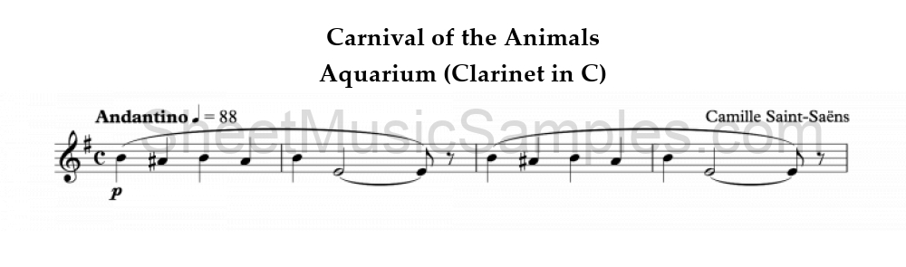 Carnival of the Animals - Aquarium (Clarinet in C)