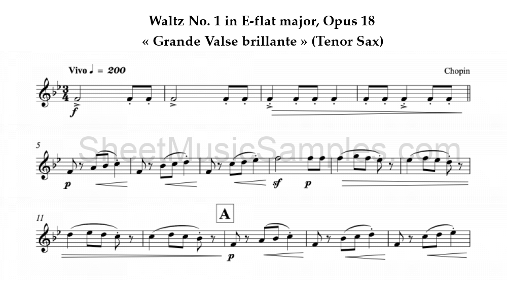 Waltz No. 1 in E-flat major, Opus 18 - « Grande Valse brillante » (Tenor Sax)