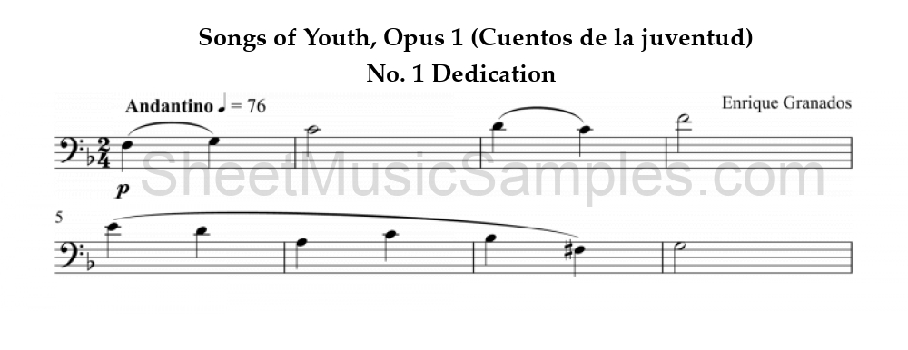 Songs of Youth, Opus 1 (Cuentos de la juventud) - No. 1 Dedication