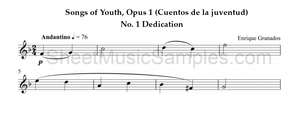 Songs of Youth, Opus 1 (Cuentos de la juventud) - No. 1 Dedication