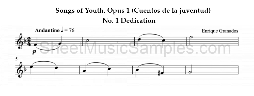 Songs of Youth, Opus 1 (Cuentos de la juventud) - No. 1 Dedication