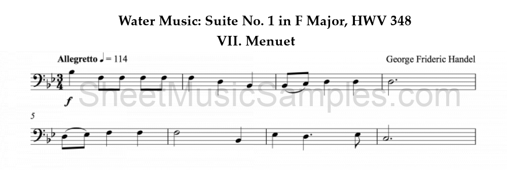 Water Music: Suite No. 1 in F Major, HWV 348 - VII. Menuet