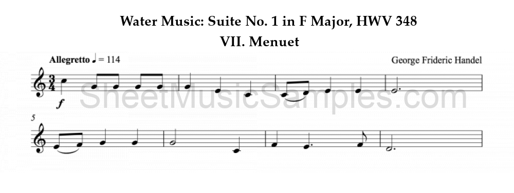 Water Music: Suite No. 1 in F Major, HWV 348 - VII. Menuet