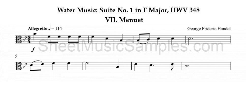 Water Music: Suite No. 1 in F Major, HWV 348 - VII. Menuet