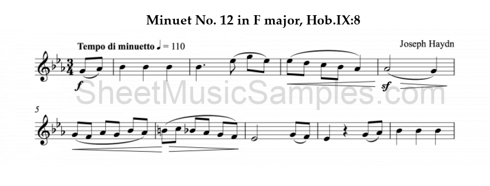 Minuet No. 12 in F major, Hob.IX:8