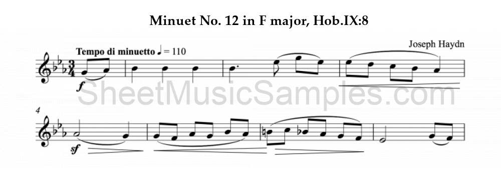 Minuet No. 12 in F major, Hob.IX:8