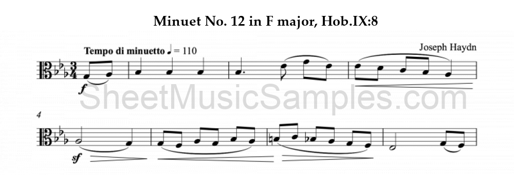 Minuet No. 12 in F major, Hob.IX:8