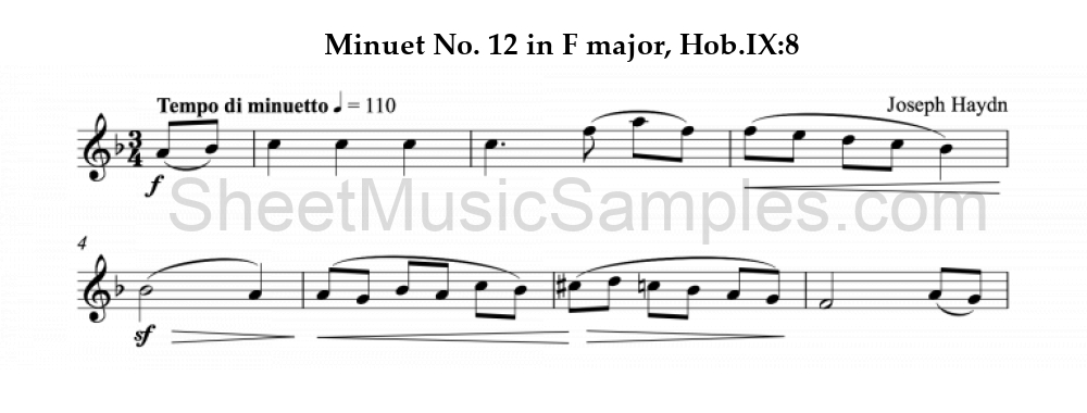 Minuet No. 12 in F major, Hob.IX:8