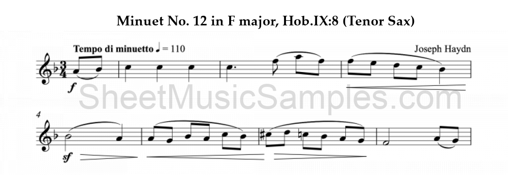 Minuet No. 12 in F major, Hob.IX:8 (Tenor Sax)