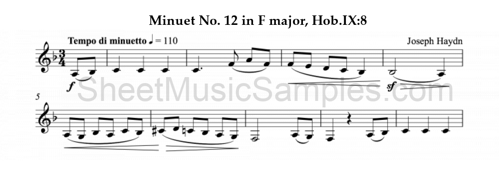 Minuet No. 12 in F major, Hob.IX:8