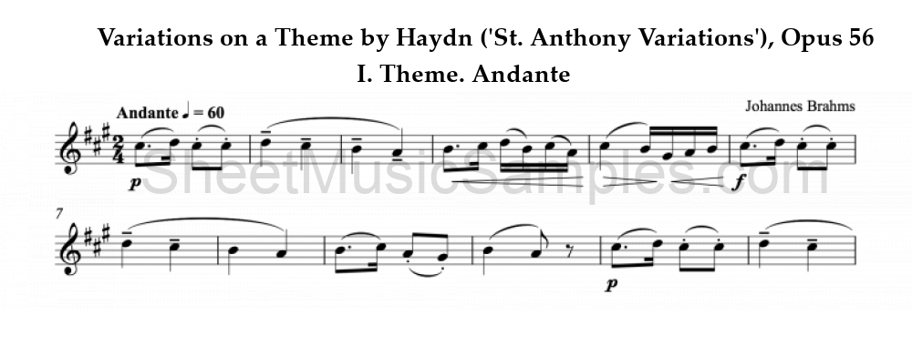 Variations on a Theme by Haydn ('St. Anthony Variations'), Opus 56 - I. Theme. Andante