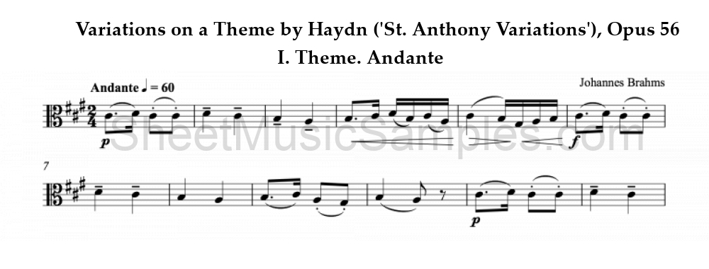 Variations on a Theme by Haydn ('St. Anthony Variations'), Opus 56 - I. Theme. Andante