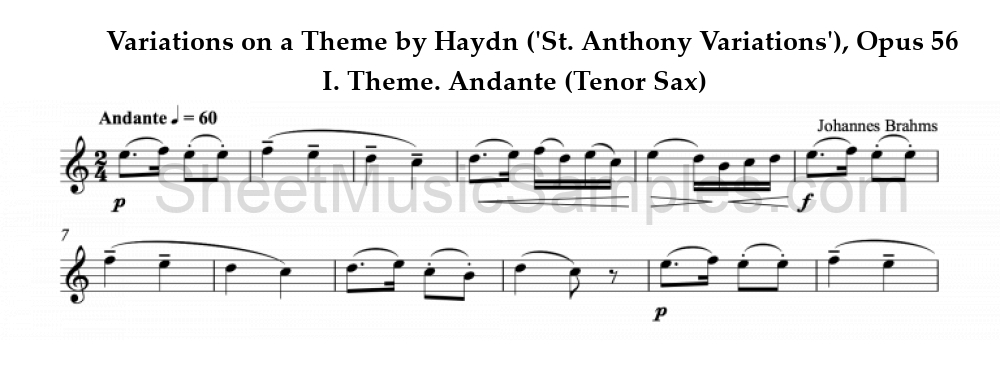 Variations on a Theme by Haydn ('St. Anthony Variations'), Opus 56 - I. Theme. Andante (Tenor Sax)