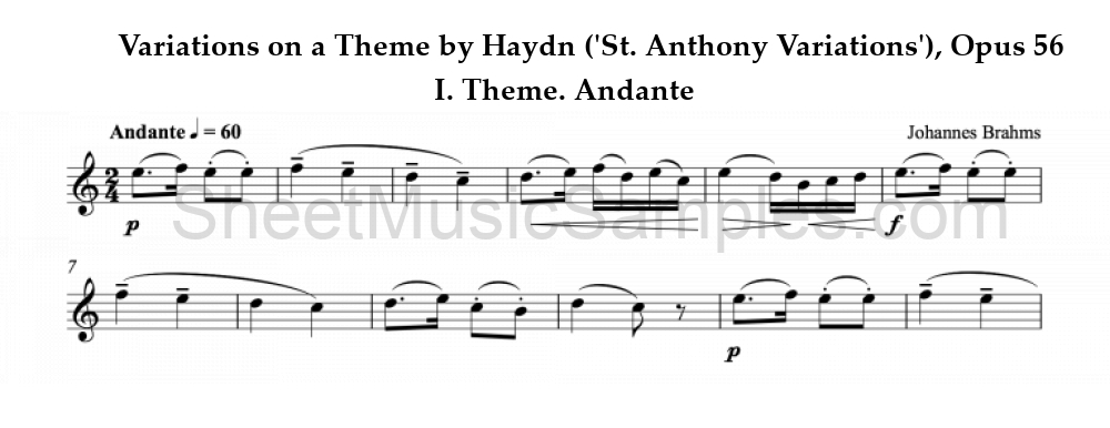 Variations on a Theme by Haydn ('St. Anthony Variations'), Opus 56 - I. Theme. Andante