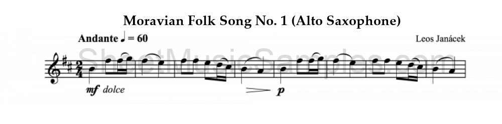 Moravian Folk Song No. 1 (Alto Saxophone)