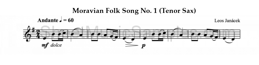 Moravian Folk Song No. 1 (Tenor Sax)