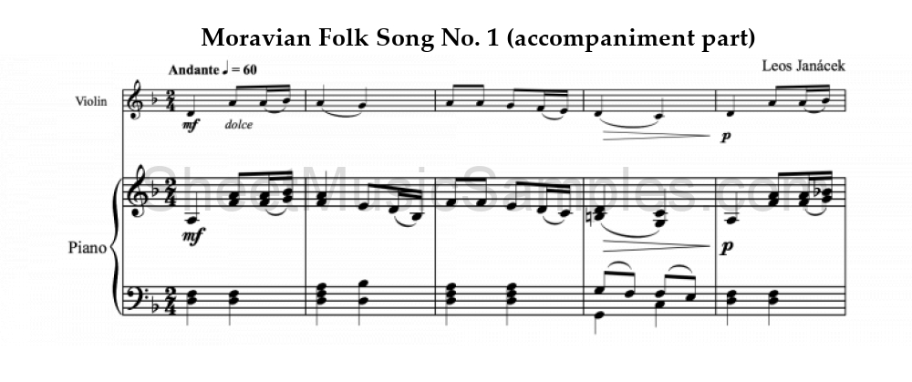 Moravian Folk Song No. 1 (accompaniment part)