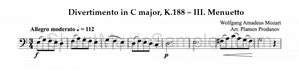 Divertimento in C major, K.188 – III. Menuetto