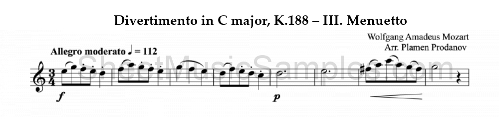 Divertimento in C major, K.188 – III. Menuetto