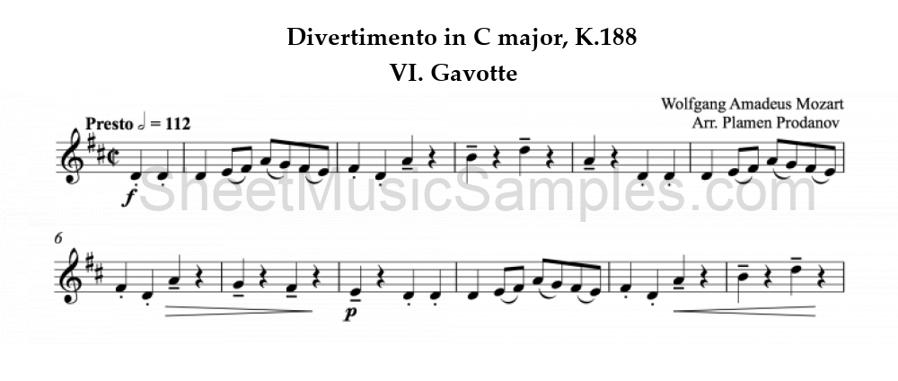 Divertimento in C major, K.188 - VI. Gavotte