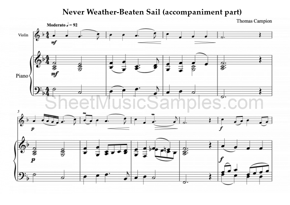 Never Weather-Beaten Sail (accompaniment part)