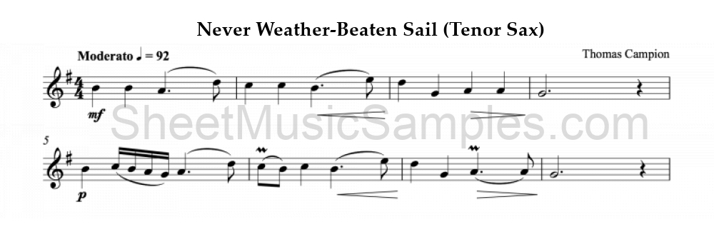 Never Weather-Beaten Sail (Tenor Sax)