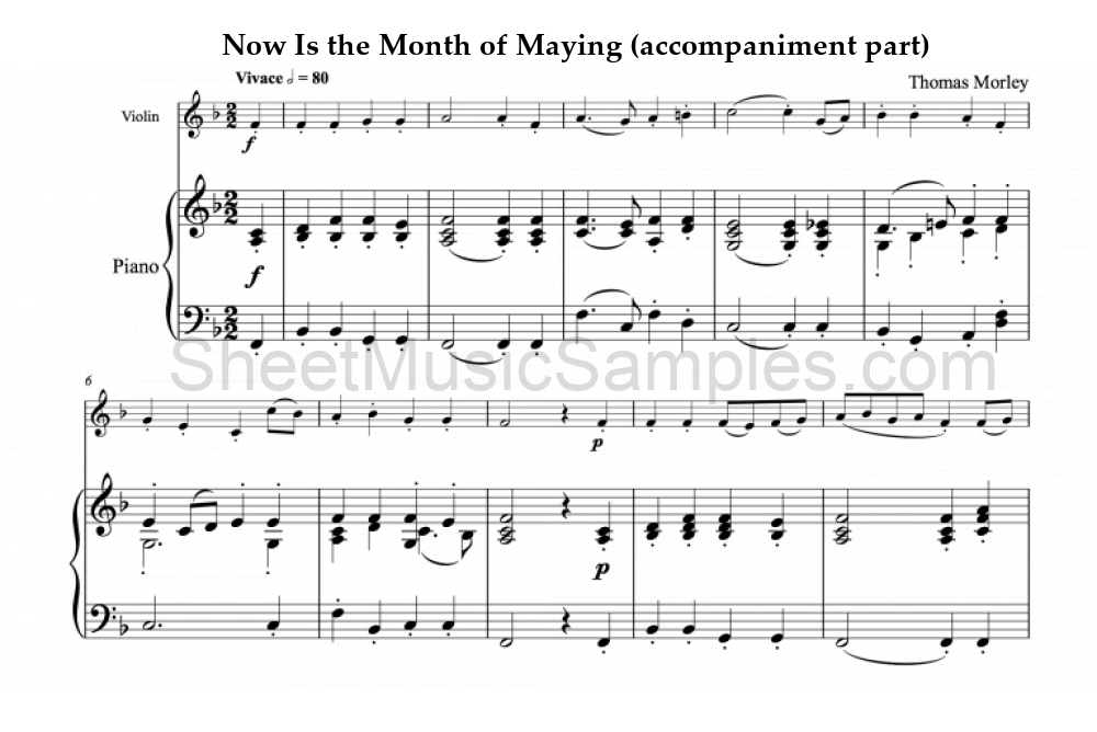 Now Is the Month of Maying (accompaniment part)