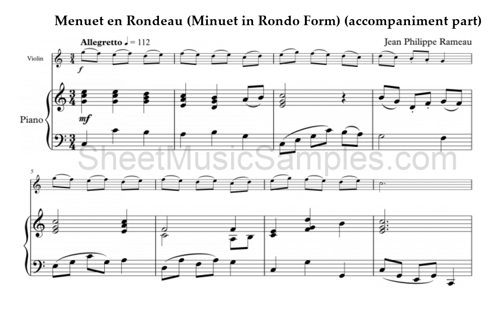 Menuet en Rondeau (Minuet in Rondo Form) (accompaniment part)