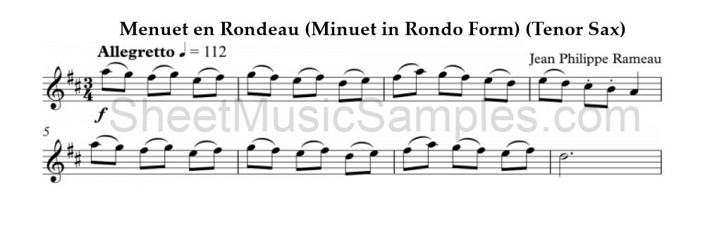 Menuet en Rondeau (Minuet in Rondo Form) (Tenor Sax)