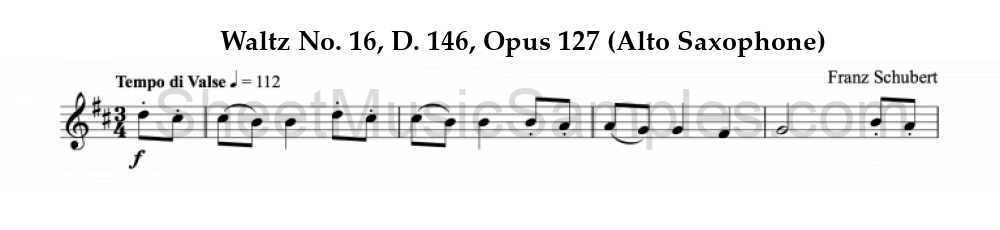 Waltz No. 16, D. 146, Opus 127 (Alto Saxophone)