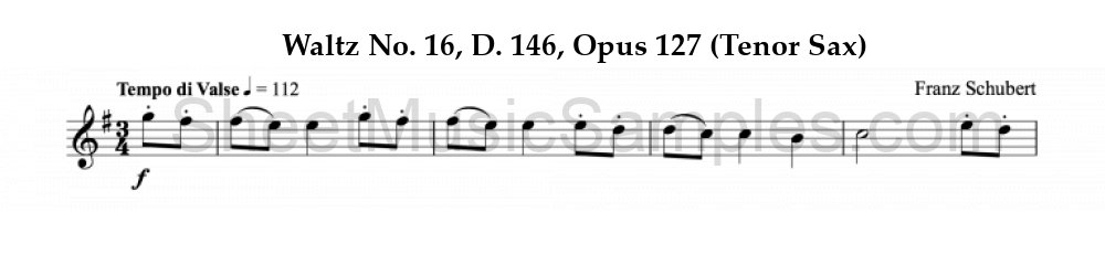 Waltz No. 16, D. 146, Opus 127 (Tenor Sax)