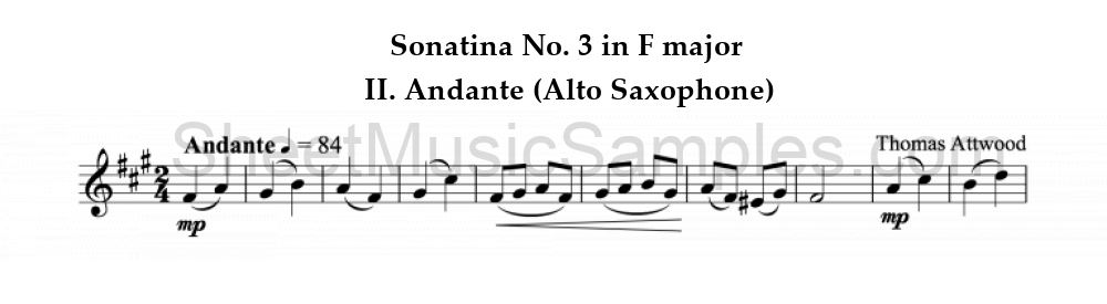 Sonatina No. 3 in F major - II. Andante (Alto Saxophone)