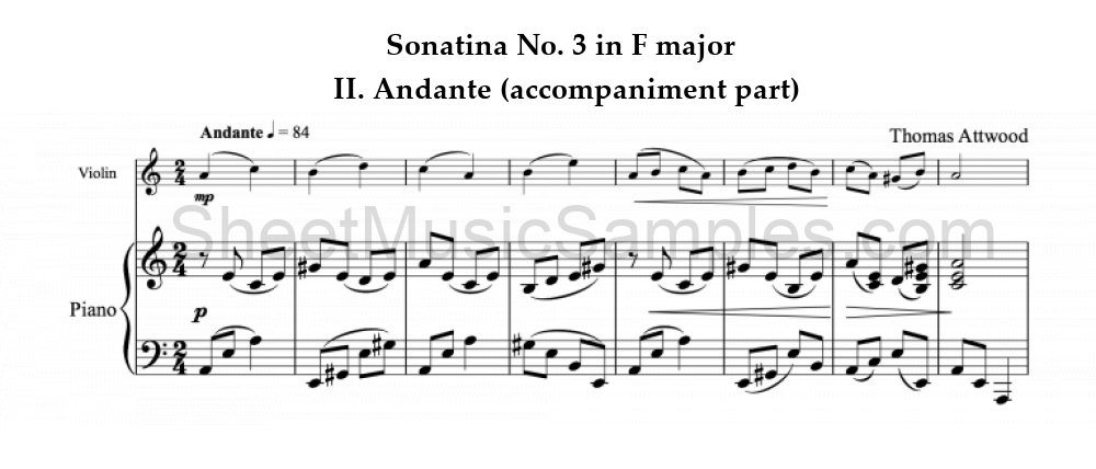 Sonatina No. 3 in F major - II. Andante (accompaniment part)