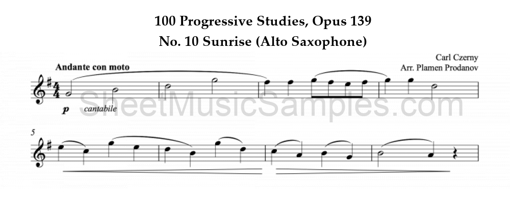 100 Progressive Studies, Opus 139 - No. 10 Sunrise (Alto Saxophone)