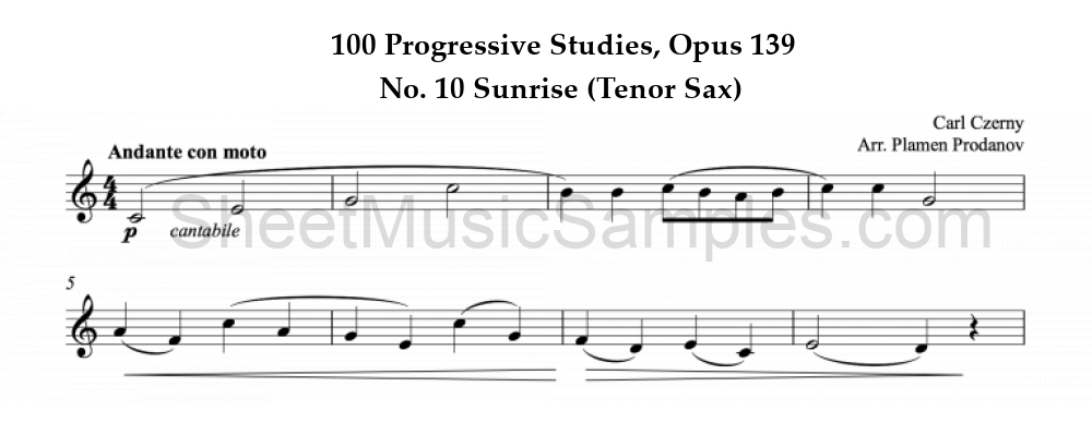 100 Progressive Studies, Opus 139 - No. 10 Sunrise (Tenor Sax)