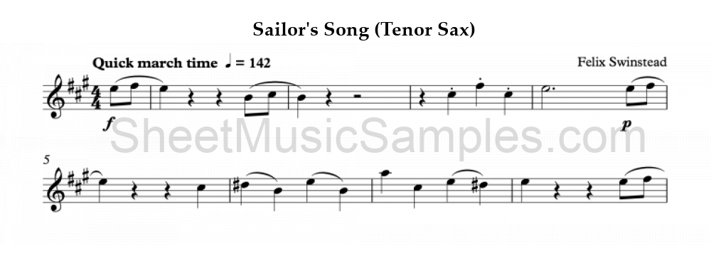 Sailor's Song (Tenor Sax)