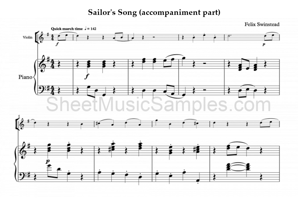 Sailor's Song (accompaniment part)