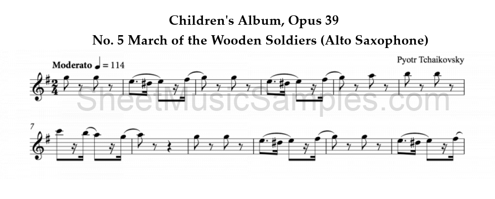 Children's Album, Opus 39 - No. 5 March of the Wooden Soldiers (Alto Saxophone)