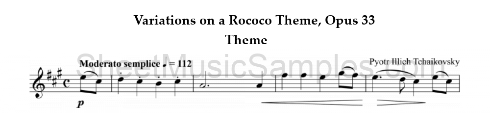 Variations on a Rococo Theme, Opus 33 - Theme