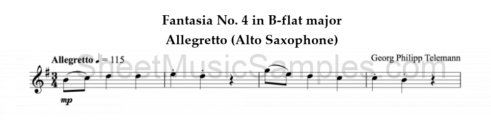 Fantasia No. 4 in B-flat major - Allegretto (Alto Saxophone)