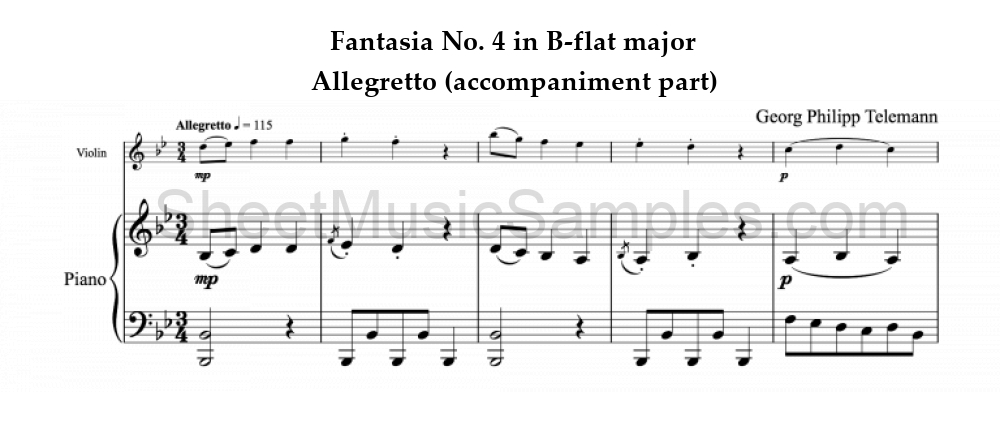 Fantasia No. 4 in B-flat major - Allegretto (accompaniment part)