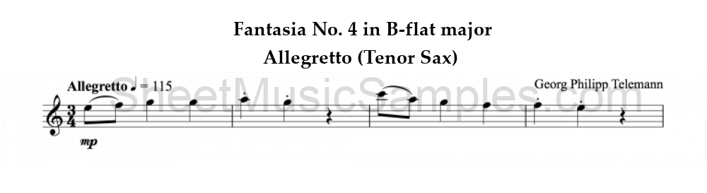 Fantasia No. 4 in B-flat major - Allegretto (Tenor Sax)