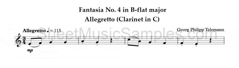 Fantasia No. 4 in B-flat major - Allegretto (Clarinet in C)